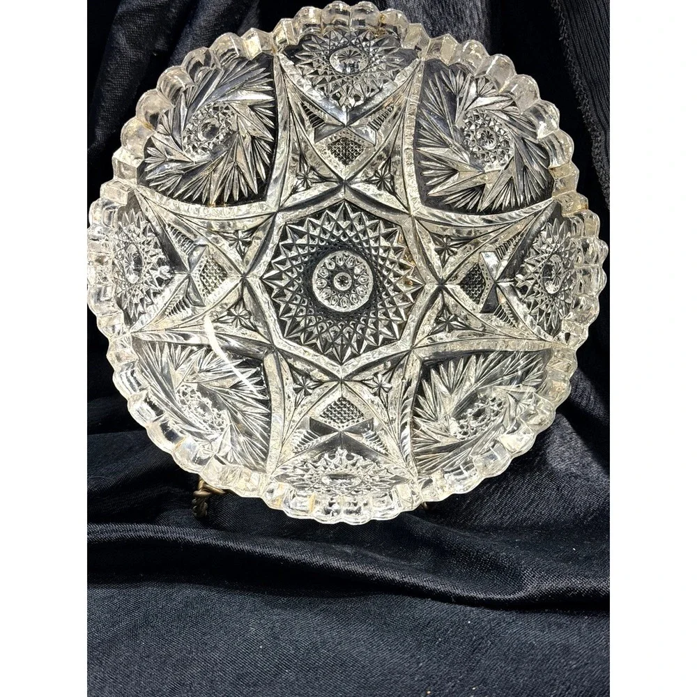 American Brilliant Period CRYSTAL Bowl-Floral Pattern, 6.5